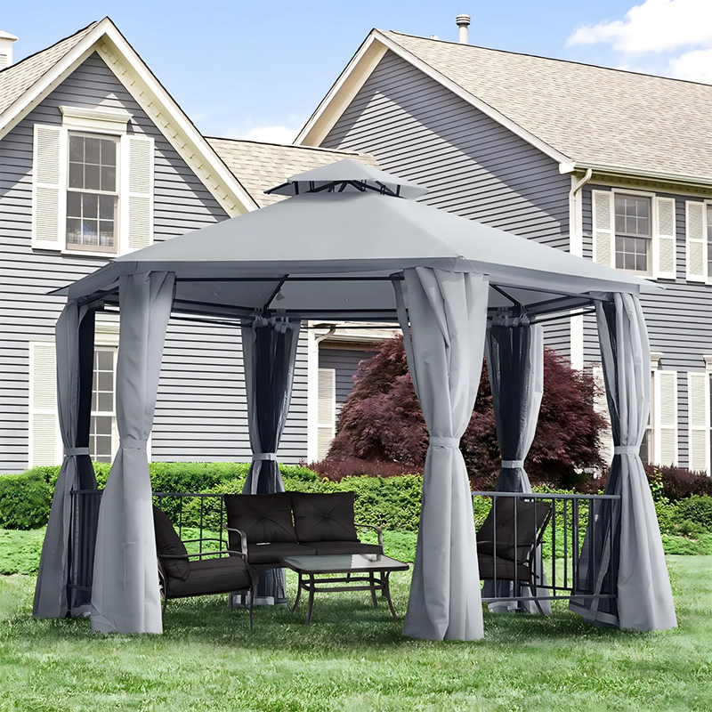 Gazebo à deux niveaux anti-grêle et écran solaire imperméable XF-201