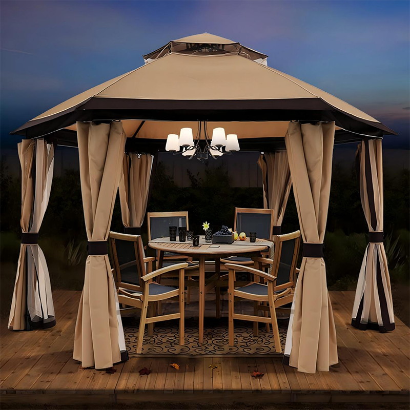 Jardin extérieur Tente gazebo en acier avec moustiquaire Abri extérieur à baldaquin