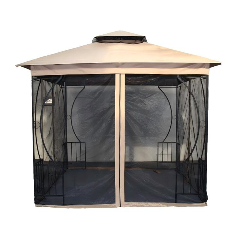 Gazebo de terrasse coupe-vent quatre saisons en acier poly de haute qualité de 10 x 10 pieds, auvent extérieur facile à assembler