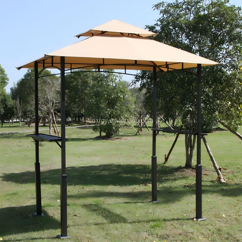Abri barbecue extérieur à baldaquin à plusieurs niveaux avec étagères latérales