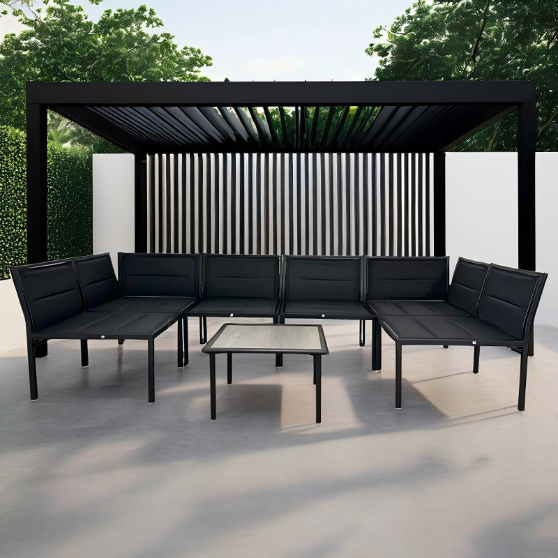 Pergola de terrasse rétractable avec auvent extérieur résistant aux UV et cadre en acier robuste